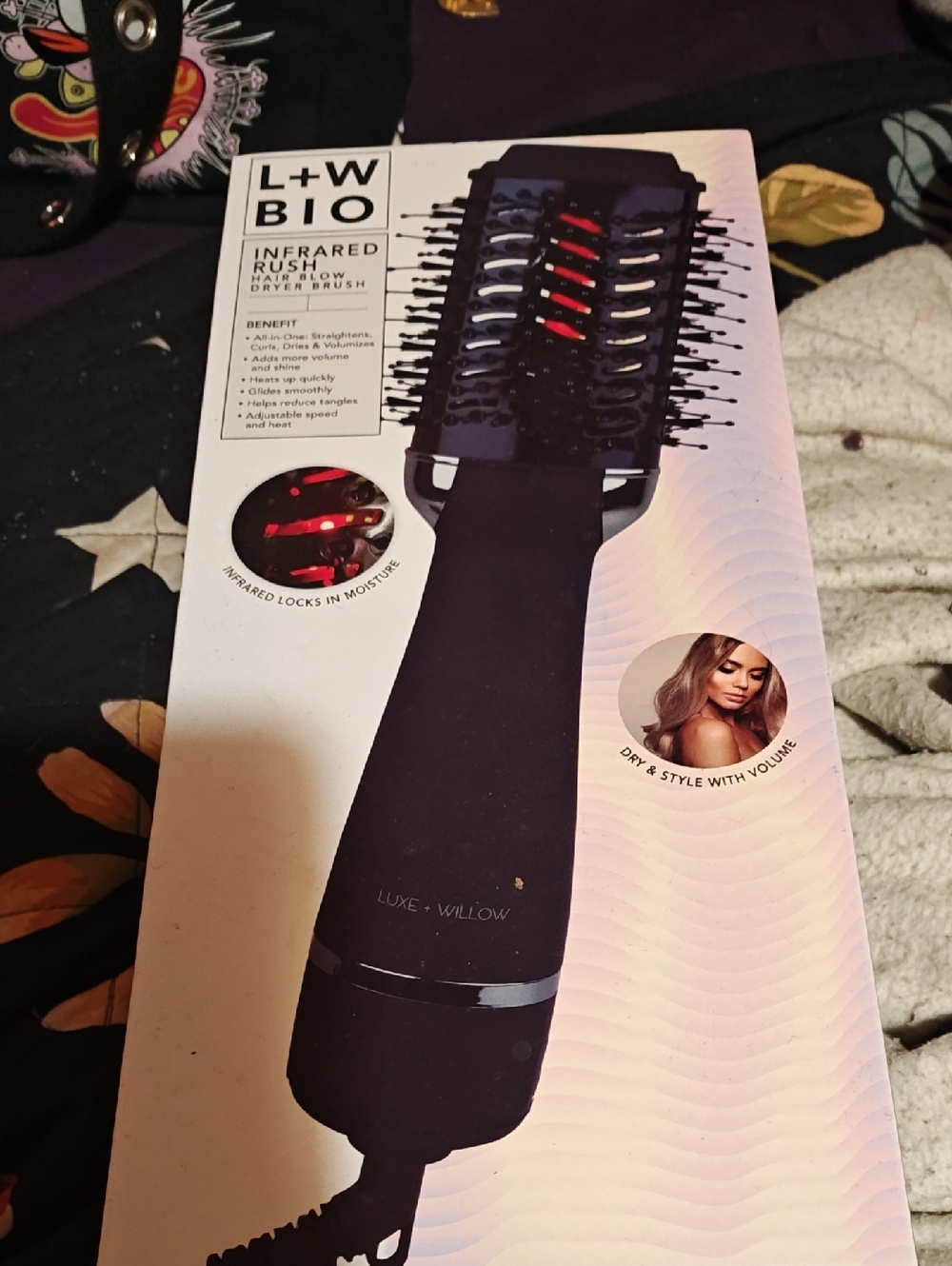 Luxe Willow Infrared Rush Hair Dryer Brush - Black